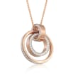 Swarovski Crystal &quot;Hollow&quot; Pave Crystal Medium Double Circle Pendant Necklace in Rose Gold Plate