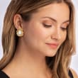 C. 1980 Vintage 14mm Cultured Pearl Earrings in 18kt Yellow Gold