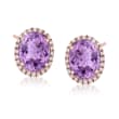 C. 1990 Vintage 5.50 ct. t.w. Amethyst and .40 ct. t.w. Diamond Earrings in 14kt Rose Gold