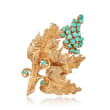 C. 1960 Vintage 2.4mm Turquoise Grapevine Pin in 18kt Yellow Gold