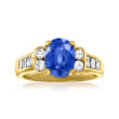 C. 1980 Vintage 2.60 Carat Oval Sapphire and .70 ct. t.w. Diamond Ring in 18kt Yellow Gold