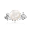 9-9.5mm Cultured Pearl and .10 ct. t.w. Diamond Ross-Simons Signature Star Ring in Sterling Silver