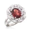 2.60 Carat Garnet and 3.50 ct. t.w. White Topaz Ring in Sterling Silver
