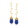 Blue Lapis Floral Drop Earrings in 18kt Gold Over Sterling
