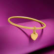 Italian Andiamo 14kt Yellow Gold Over Resin Heart Charm Bangle Bracelet