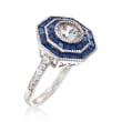 1.60 ct. t.w. Simulated Sapphire and 1.05 ct. t.w. CZ Ring in Sterling Silver