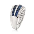 2.10 ct. t.w. Baguette Sapphire and .14 ct. t.w. Diamond Ring in 14kt White Gold