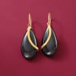 Pear-Shaped Black Onyx Drop Earrings in 14kt Yellow Gold