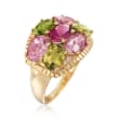 4.90 ct. t.w. Multicolored Tourmaline with Diamond Accents in 14kt Yellow Gold