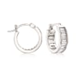 3.20 ct. t.w. Baguette CZ Hoop Earrings in Sterling Silver 