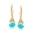 Floating Turquoise Drop Earrings in 14kt Yellow Gold
