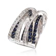 2.70 ct. t.w. Sapphire and .72 ct. t.w. White Topaz Highway Ring in Sterling Silver