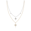 .34 ct. t.w. Diamond Double Star Necklace in 14kt Two-Tone Gold