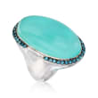Blue Chalcedony and 1.10 ct. t.w. Blue Topaz Statement Ring in Sterling Silver