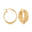 14kt Yellow Gold Byzantine Crisscross Hoop Earrings