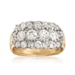 C. 1950 Vintage 1.70 ct. t.w. Diamond Cluster Ring with 14kt White Gold in 14kt Yellow Gold