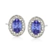 1.50 ct. t.w. Tanzanite and .31 ct. t.w. Diamond Stud Earrings in 14kt White Gold