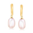 8.5-9mm Pink Cultured Pearl Drop Earrings in 14kt Yellow Gold