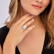 C. 1960 Vintage Opal and 1.20 ct. t.w. Diamond Ring in 14kt White Gold