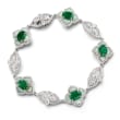 Opal, 4.10 ct. t.w. Emerald and 2.88 ct. t.w. Diamond Bracelet in 18kt White Gold