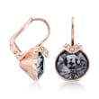 Swarovski Crystal &quot;Bella&quot; Metallic Gray and Clear Crystal Drop Earrings in Rose Gold Plate