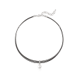 ALOR Black &quot;Noir&quot; Cultured Pearl Stainless Steel Cable Pendant Necklace with 18kt White Gold