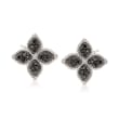 Roberto Coin &quot;Princess&quot; .35 ct. t.w. Black Diamond Flower Earrings in 18kt White Gold