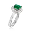 C. 1990 Vintage 1.36 Carat Emerald and 1.32 ct. t.w. Diamond Ring in Platinum