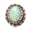 C. 1950 Vintage Opal and 2.00 ct. t.w. Diamond Ring in Platinum and 10kt Yellow Gold