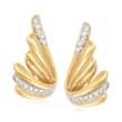 C. 1980 Vintage .70 ct. t.w. Diamond Wing-Style Earrings in 14kt Yellow Gold