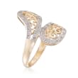 .14 ct. t.w. Diamond Open Scrollwork Bypass Ring in 14kt Yellow Gold