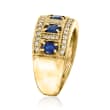 C. 1980 Vintage 1.25 ct. t.w. Sapphire Ring with .50 ct. t.w. Diamonds in 14kt Yellow Gold