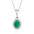 .75 Carat Emerald Pendant Necklace with Diamonds in 14kt White Gold