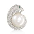 12-13mm Cultured Pearl and 1.30 ct. t.w. White Topaz Panther Pendant in Sterling Silver