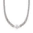 Sterling Silver Byzantine-Link Claddagh Necklace
