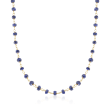 20.00 ct. t.w. Blue Sapphire Bead Necklace in 14kt Yellow Gold Over Sterling Silver