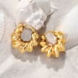 Italian 18kt Yellow Gold Wide Twisted Hoop Earrings