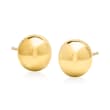 8mm 14kt Yellow Gold Flattened Bead Stud Earrings