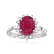 2.10 Carat Burmese Ruby and .32 ct. t.w. Diamond Ring in 18kt White Gold