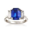 C. 2000 Vintage 2.45 Carat Sapphire and .60 ct. t.w. Diamond Ring in Platinum