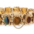 C. 1960 Vintage Carved Cameo Multi-Gem Charm Bracelet in 14kt Yellow Gold