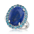 Lapis and 1.00 ct. t.w. London Blue Topaz Ring in Sterling Silver