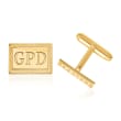 14kt Yellow Gold Laser Recessed Letters Rectangle Monogram Cuff Links