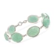 Green Jade Scarab Bracelet in Sterling Silver