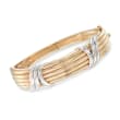 14kt Two-Tone Gold Ribbed Bangle Bracelet