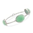 Green Jade Scarab Station Bracelet in Sterling Silver