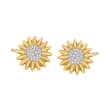 .22 ct. t.w. Diamond Flower Earrings in 14kt Yellow Gold