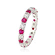 Simulated Ruby and .80 ct. t.w. CZ Eternity Band in Sterling Silver