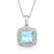 1.20 Carat Aquamarine and .10 ct. t.w. Diamond Pendant Necklace in 14kt White Gold