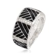 Belle Etoile &quot;Laguna&quot; Black Enamel and .15 ct. t.w. CZ Ring in Sterling Silver